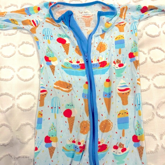 Little Sleepies Zippy two-way zip pajamas blue ice cream print - Picture 2 of 4